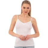 Özkan Underwear Özkan 2040 Kadın Premium Kumaş Viskon Saten Yakalı Esnek Rahat Ince Askılı Atlet - 2XL - Beyaz
