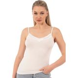 Özkan Underwear Özkan 2040 Kadın Premium Kumaş Viskon Saten Yakalı Esnek Rahat Ince Askılı Atlet - 3XL - Ekru