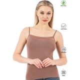 Özkan Underwear Özkan 2041 Kadın Viskon Yakası Saten Detaylı Esnek Yumuşak Ince Askılı Atlet - Kahve