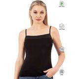 Özkan Underwear Özkan 2041 Kadın Viskon Yakası Saten Detaylı Esnek Yumuşak Ince Askılı Atlet - Siyah