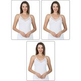 Özkan Underwear Özkan 22813 3'Lü Paket Kadın Pamuklu Modal Tül Detaylı Ince Askılı Atlet - 2XL - Beyaz