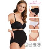 Özkan Underwear Özkan 23582 3'lü Paket Kadın Siyah Beyaz Ten Rengi Pamuklu Likralı Süprem Hamile Lohusa Yüksek Bel Bato Külot - Siyah - Beyaz - Ten