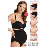 Özkan Underwear Özkan 23582 5'li Paket Kadın 2 Siyah 2 Ten 1 Beyaz Karışık Renk Pamuklu Likralı Süprem Hamile Lohusa Yüksek Bel Bato Külot - Çok Renkli