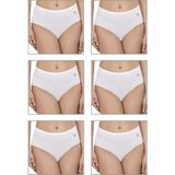 Özkan Underwear Özkan 23922 6'lı Paket Kadın Pamuklu Modal Esnek Yumuşak Yüksek Bel Bato Külot - Beyaz