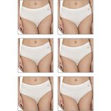 Özkan Underwear Özkan 23922 6'lı Paket Kadın Pamuklu Modal Esnek Yumuşak Yüksek Bel Bato Külot - Ekru - 2XL