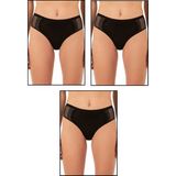 Özkan Underwear Özkan 25592 3'lü Paket Kadın Pamuklu Modal Esnek Rahat Dantelli Bato Külot - Siyah