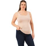 Özkan Underwear Özkan 25922 Kadın Viskon Esnek Yumuşak Kalın Askılı Yuvarlak Yaka Büyük Beden Örme Atlet - 3XL - Taş