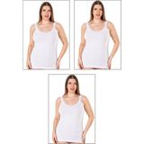 Özkan Underwear Özkan 26802 3'lü Paket Kadın Pamuklu Yakası Dantel Detaylı Kalın Askılı Esnek Rahat Büyük Beden Atlet - Beyaz - 4XL