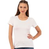 Özkan Underwear Özkan 26976 Kadın Viskon Kısa Kollu Yuvarlak Yaka T-Shirt - Beyaz - M