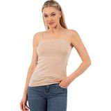 Özkan Underwear Özkan 27042 Kadın Pamuklu Modal Esnek Rahat Ince Askılı Örme Atlet - XL - Taş