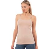 Özkan Underwear Özkan 27105 Kadın Pamuklu Modal Esnek Rahat Ip Askılı Örme Atlet - XL - Taş