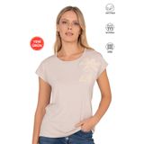 ÖZKAN underwear Özkan 27468 Kadın Premium Kumaş Önü Baskılı Likralı Örme Bluz