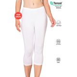 Özkan Underwear Özkan 27778 Kadın Premium Kumaş Modal Pamuklu Diz Altı Düz Kapri Tayt Esnek Rahat Yumuşak - Beyaz