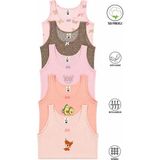 Özkan Underwear Özkan 41600 5'li Paket Kız Çocuk Karışık Renkli Desenli Pamuklu Yumuşak Rahat Kalın Askılı Atlet - 11 - 12 Yaş