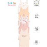 Özkan Underwear Özkan 41600 5'li Paket Kız Çocuk Karışık Renkli Desenli Pamuklu Yumuşak Rahat Kalın Askılı Atlet - 9 - 10 Yaş