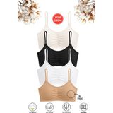 Özkan Underwear Özkan 43725 4'lü Paket Kız Çocuk %95 Pamuklu Likralı Süprem Çıkarılabilir Pedli Alıştırma Sütyeni Karışık Renk Kalın Askılı Yarım Atlet Büstiyer - 11 - 12 Yaş