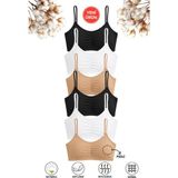 Özkan Underwear Özkan 43725 6'lı Paket Kız Çocuk %95 Pamuklu Likralı Süprem Çıkarılabilir Pedli Alıştırma Sütyeni Karışık Renk Kalın Askılı Yarım Atlet Büstiyer - 13 - 14 Yaş - Çok Renkli