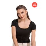 ÖZKAN underwear Özkan Kadın Pamuklu Rahat Kısa Kollu Süprem Kumaş Kare Yaka Crop T-Shirt 27419
