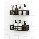 Özkaya Store 2 Adet Yapışkanlı Banyo Organizer Duş Rafı – Delmeden Montaj, Su Geçirmez Banyo ve Mutfak Duvar Organizeri,suya Dayanıklı Pratik Saklama Rafı 12X27X6.5 cm - Tek Ebat