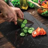 Özkaya Store Cam Kesme Tahtası Panosu 25 x 35 Kırılmaya Isıya Çizilmeye Dayanıklı Antibakteriyel Doğal Kesme Tablası Siyah Mermer Design - Belirtilmemiş