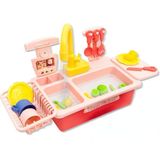 Özkaya Store Oyuncak Gerçek Su Akan Mutfak Lavabo Seti | 28 Parça Aksesuarlı | Pilli Su Devir Daimli Mavi (Pembe) - Belirtilmemiş