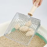 Özkaya Store Sogud Paslanmaz Çelik Kedi Kumu Küreği - Ahşap Saplı Izgaralı Kum Eleği - Kedi Tuvaleti Temizleme Aparatı - Dayanıklı Ergonomik Saplı Pratik Elekli Kedi Kumu Temizlik Küreği - Kolay Kullanım