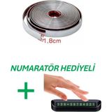 Özkaya Store Yapışkanlı Nikelaj Şerit Bant Çıta 18MM, 5 Metre Krom, Numaratör Hediyeli - Tek Renk