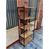 Özke Dekor 5 Raflı Metal Kitaplık Ceviz Renk Modern Tasarım 150 cm Yükseklik 50 cm Genişlik