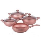 Özkent K-541 Rose Gold 7 Parça Granit Güveç Metal Tencere Set