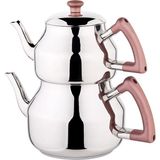 Özkent Marmaris Mini Boy Çaydanlık 0,7 lt Üst Demlik 1,2 lt Alt Demlik Rose Gold 18/10 Cr-Ni Paslanmaz Çelik