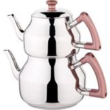 Özkent Mega Boy Çaydanlık Rose Gold 18/10 Cr-Ni Paslanmaz Çelik 1,7 lt Üst Demlik 3,2 lt Alt Demlik