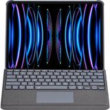 Ozkr Store Apple T5509D iPad Pro 12.9 (2022) Kılıf Palermo Ledli Klavyeli Standlı Tablet Kılıfı - Siyah