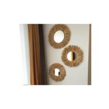 ÖZLEM HANDMADE Dekoratif Üçlü Rafya Ayna