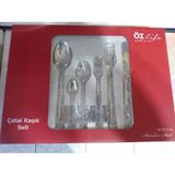 Özlife 72 Parça 12 Kişilik Kutulu Çatal Kaşık Bıçak Takımı Ela Sade - Gri