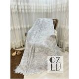 Özlü Home Pamuklu Koltuk - Çekyat Örtüsü 170X220 Alaca Gri Kaydırmaz Koltuk Şalı - 170 x 220 cm