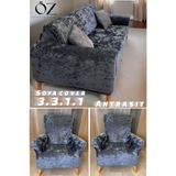 ÖZMAKAN Kadife koltuk örtüsü lastikli koltuk kılıfı takımı 3+3+1+1 sofa cover leke tutmaz,tüylenme yapmaz