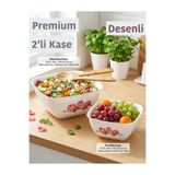 Özmet Kase Seti Desenli Premium Büyük Boy Hamur Yoğurma Ve Salata Kasesi 2'li Set (6 Lt - 4 Lt) be