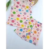Özmiraç Kız Çocuk Yazlık Şortlu Pijama Takımı Pudra Pembe Çiçek Baskılı - 5 - 6 Yaş