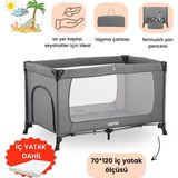 Ozmo Aura Oyun Parkı 70x120 Cm + Yataklı - 70 x 120 cm - Gri