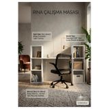 ozmobak Rina Kitaplıklı Çalışma Masası - Modern Ofis Ve Bilgisayar Masası Beyaz