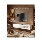 ozmobak Troia Duvara Monte Tv Ünitesi - Minimalist Modern Tasarım - Dayanıklı MDF - Beyaz