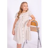 OZMOZ 100% Pamuk Kısa Kollu Naturel Kız Çocuk Yazlık Elbise - 4 Yaş