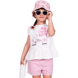 OZMOZ Kabartma Baskılı Beyaz Yazlık Kız Çocuk Tunik Tshirt - 2 Yaş
