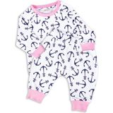 OZMOZ Organik Çapa Desenli Pembe Baharlık Kız Bebek Pijama Takım - 6 Ay