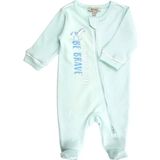 OZMOZ Organik Nakışlı ve Baskılı Açık Mint Yeşili Patikli Erkek Bebek Tulum - 6 Ay