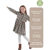 OZMOZ Organik Pamuk Ekose Kışlık Kız Çocuk Elbise - Kahverengi - 7 - 8 Yaş