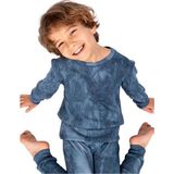 OZMOZ Yumuşacık Örme Baharlık Erkek Çocuk Pijama Takımı Indigo Eskitme - 7 - 8 Yaş - Mavi