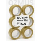 Ozmus Avm 45MM x 100M Şeffaf Akrilik Koli Bandı 6’lı Ekonomik Paket