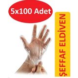 Ozmus Avm Şeffaf Poşet Eldiven 100'LÜ 5 Paket (500 Adet) Tek Kullanımlık
