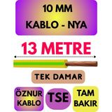 Öznur 10 mm Nya Kablo Metre Seçenekli (Sarı-Yeşil) - 13 METRE